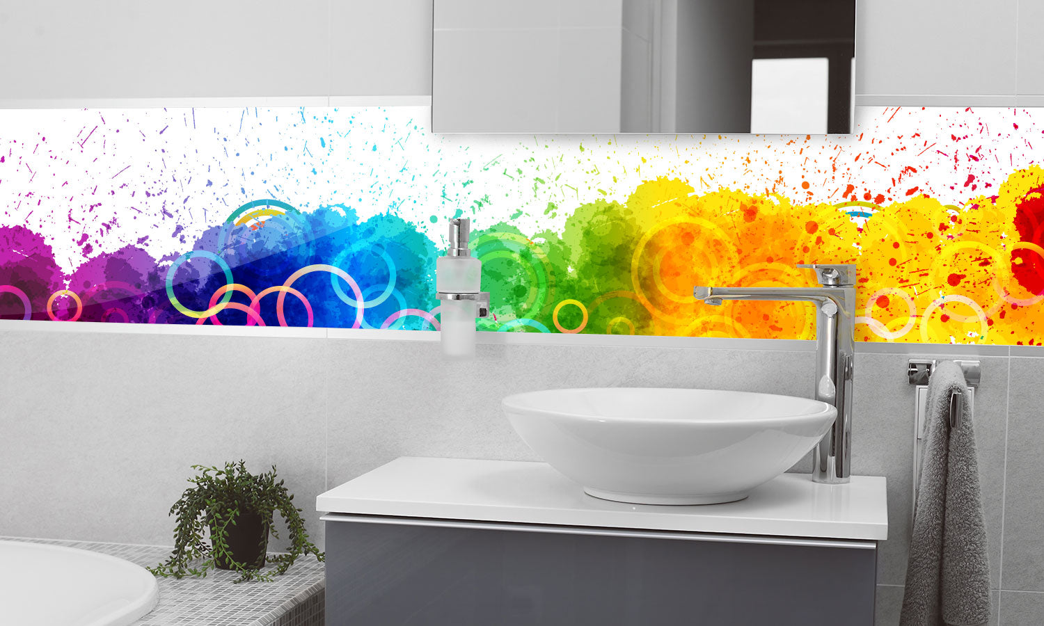 Plošče za kuhinje Color paint splashes - PVC plošče / Pleksi steklo - s tiskom za kuhinjo, Zidne obloge PKU145-Life-decor.si