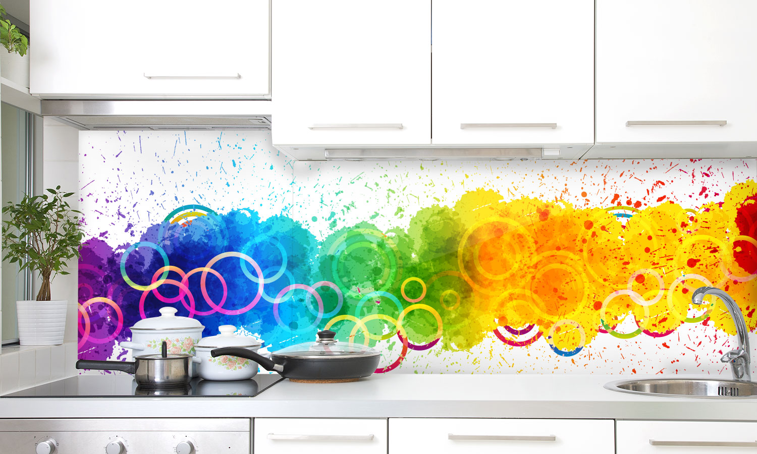 Plošče za kuhinje Color paint splashes - PVC plošče / Pleksi steklo - s tiskom za kuhinjo, Zidne obloge PKU145-Life-decor.si