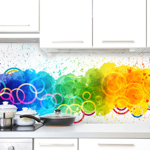 Plošče za kuhinje Color paint splashes - PVC plošče / Pleksi steklo - s tiskom za kuhinjo, Zidne obloge PKU145-Life-decor.si