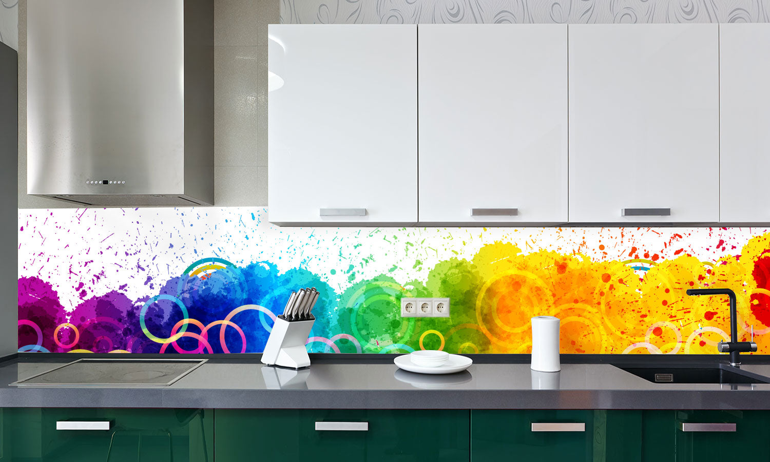 Plošče za kuhinje Color paint splashes - PVC plošče / Pleksi steklo - s tiskom za kuhinjo, Zidne obloge PKU145-Life-decor.si