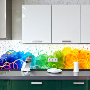 Plošče za kuhinje Color paint splashes - PVC plošče / Pleksi steklo - s tiskom za kuhinjo, Zidne obloge PKU145-Life-decor.si