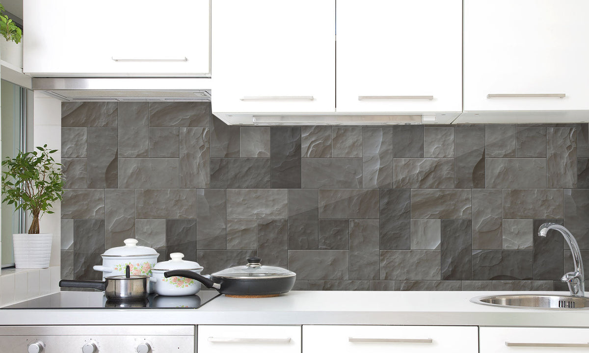 Plošče za kuhinje Cube Stone wall - PVC plošče / Pleksi steklo - s tiskom za kuhinjo, Zidne obloge PKU073-Life-decor.si