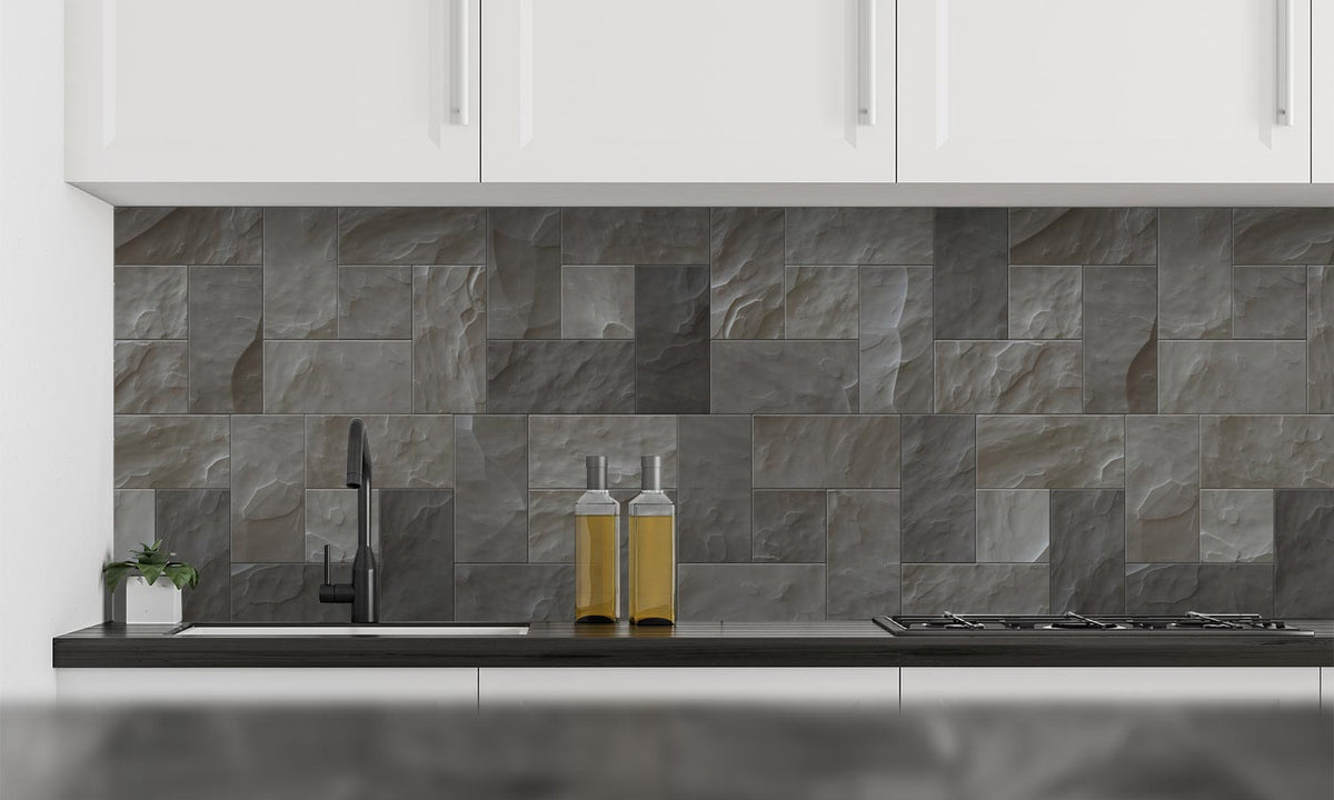 Plošče za kuhinje Cube Stone wall - PVC plošče / Pleksi steklo - s tiskom za kuhinjo, Zidne obloge PKU073-Life-decor.si