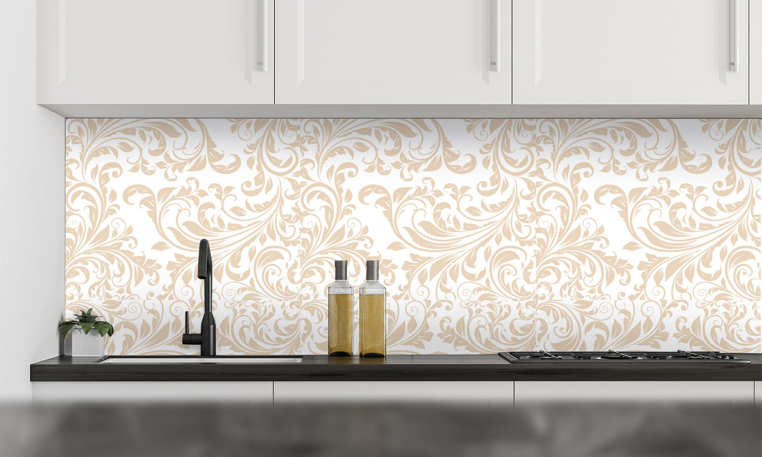 Plošče za kuhinje Damask wallpaper - PVC plošče / Pleksi steklo - s tiskom za kuhinjo, Zidne obloge PKU335-Life-decor.si