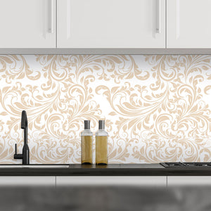 Plošče za kuhinje Damask wallpaper - PVC plošče / Pleksi steklo - s tiskom za kuhinjo, Zidne obloge PKU335-Life-decor.si