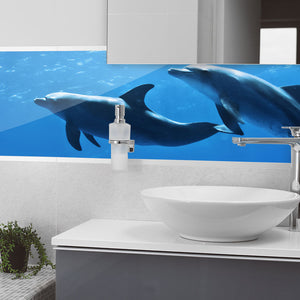 Plošče za kuhinje Dolphins underwater - PVC plošče / Pleksi steklo - s tiskom za kuhinjo, Zidne obloge PKU397-Life-decor.si