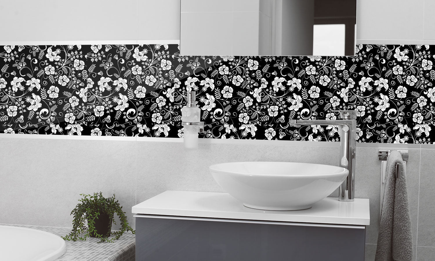 Plošče za kuhinje Flower pattern - PVC plošče / Pleksi steklo - s tiskom za kuhinjo, Zidne obloge PKU363-Life-decor.si