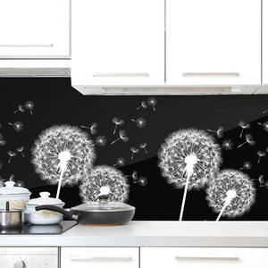 Plošče za kuhinje flowers dandelions - PVC plošče / Pleksi steklo - s tiskom za kuhinjo, Zidne obloge PKU361-Life-decor.si