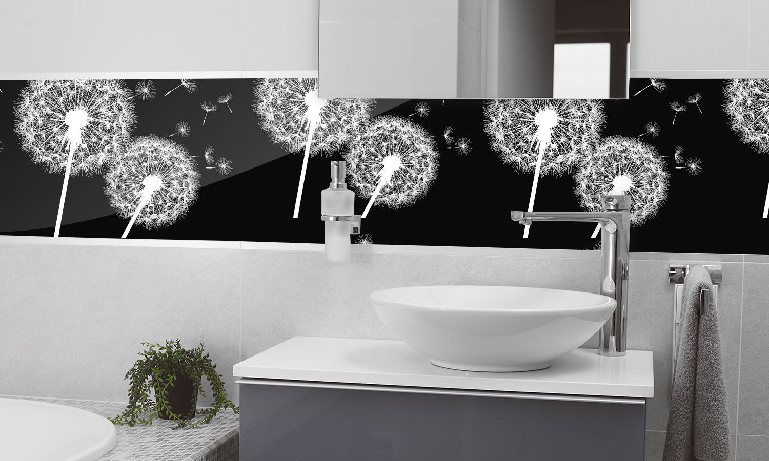 Plošče za kuhinje flowers dandelions - PVC plošče / Pleksi steklo - s tiskom za kuhinjo, Zidne obloge PKU361-Life-decor.si