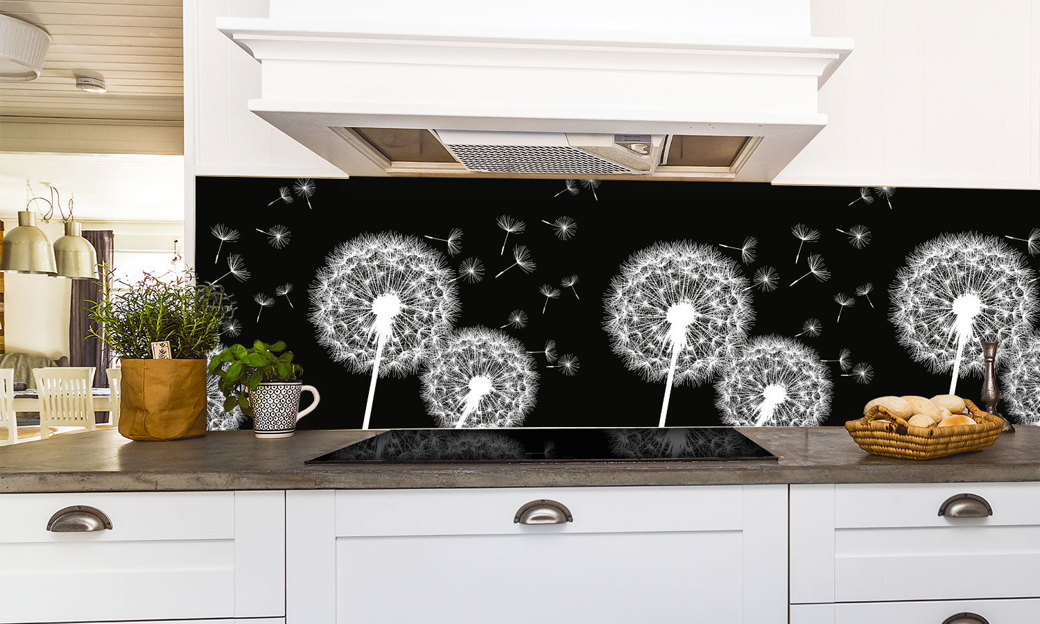 Plošče za kuhinje flowers dandelions - PVC plošče / Pleksi steklo - s tiskom za kuhinjo, Zidne obloge PKU361-Life-decor.si