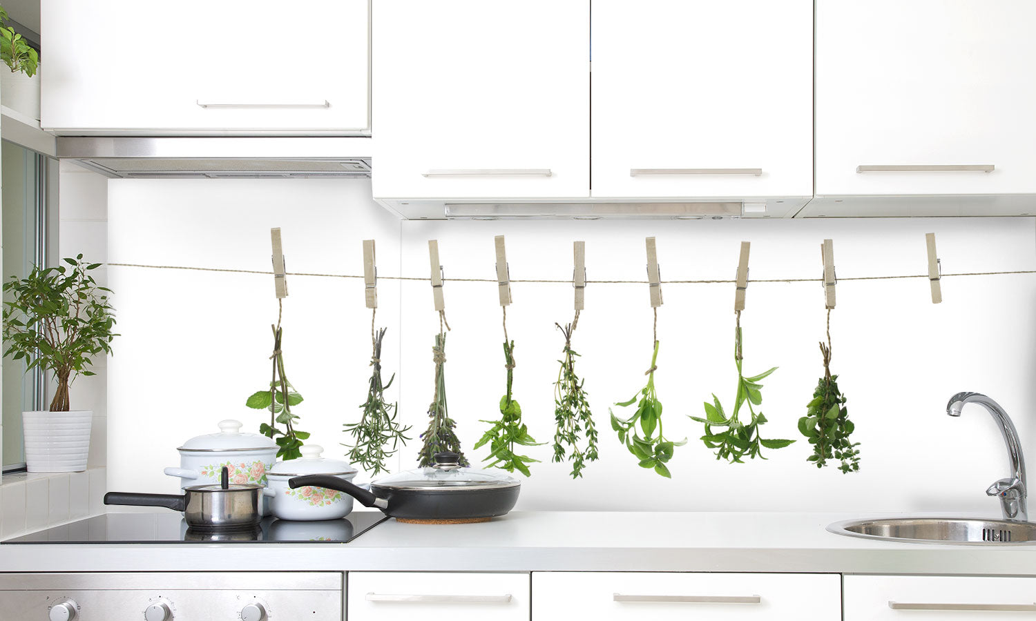 Plošče za kuhinje Fresh herbs - PVC plošče / Pleksi steklo - s tiskom za kuhinjo, Zidne obloge PKU185-Life-decor.si