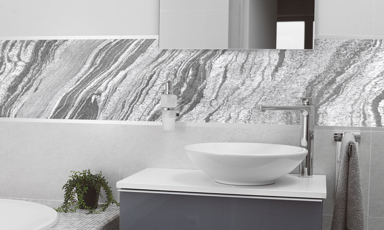 Plošče za kuhinje Gray Marble - PVC plošče / Pleksi steklo - s tiskom za kuhinjo, Zidne obloge PKU056-Life-decor.si