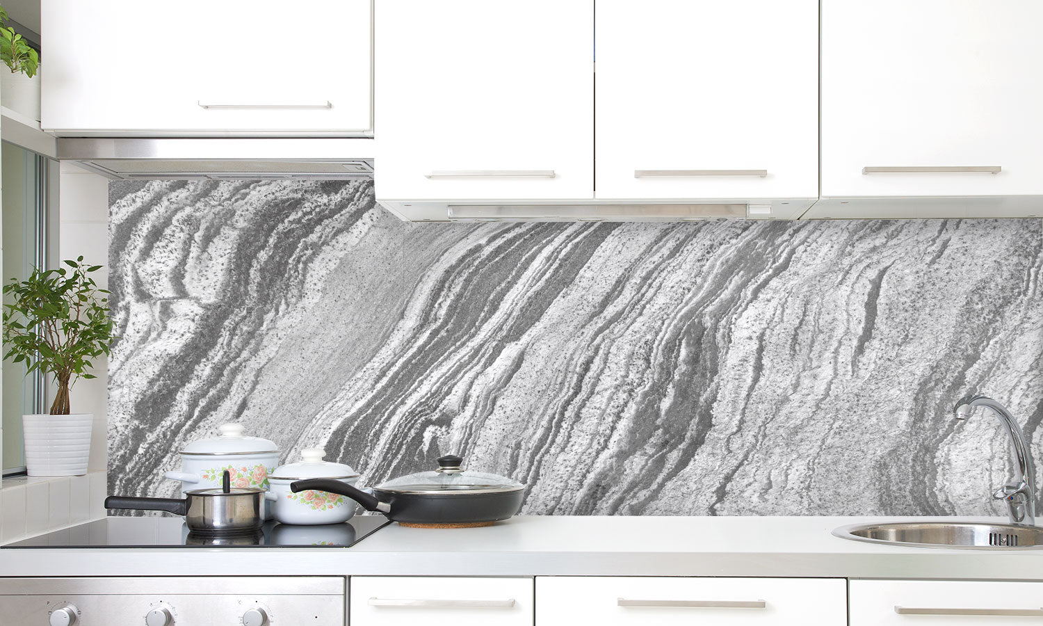 Plošče za kuhinje Gray Marble - PVC plošče / Pleksi steklo - s tiskom za kuhinjo, Zidne obloge PKU056-Life-decor.si