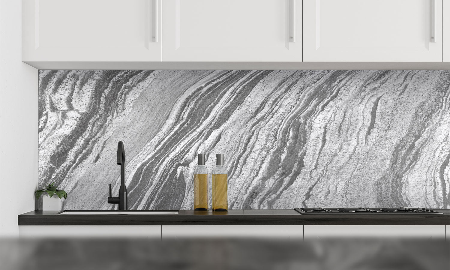 Plošče za kuhinje Gray Marble - PVC plošče / Pleksi steklo - s tiskom za kuhinjo, Zidne obloge PKU056-Life-decor.si