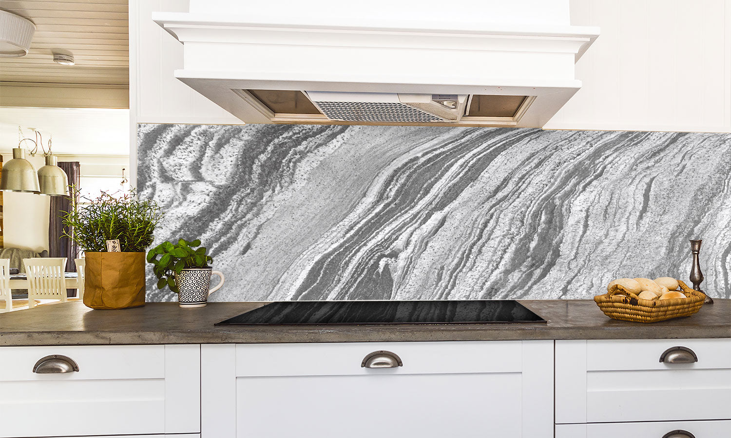 Plošče za kuhinje Gray Marble - PVC plošče / Pleksi steklo - s tiskom za kuhinjo, Zidne obloge PKU056-Life-decor.si