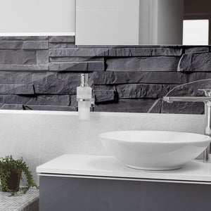 Plošče za kuhinje Gray stone wall - PVC plošče / Pleksi steklo - s tiskom za kuhinjo, Zidne obloge PKU075-Life-decor.si