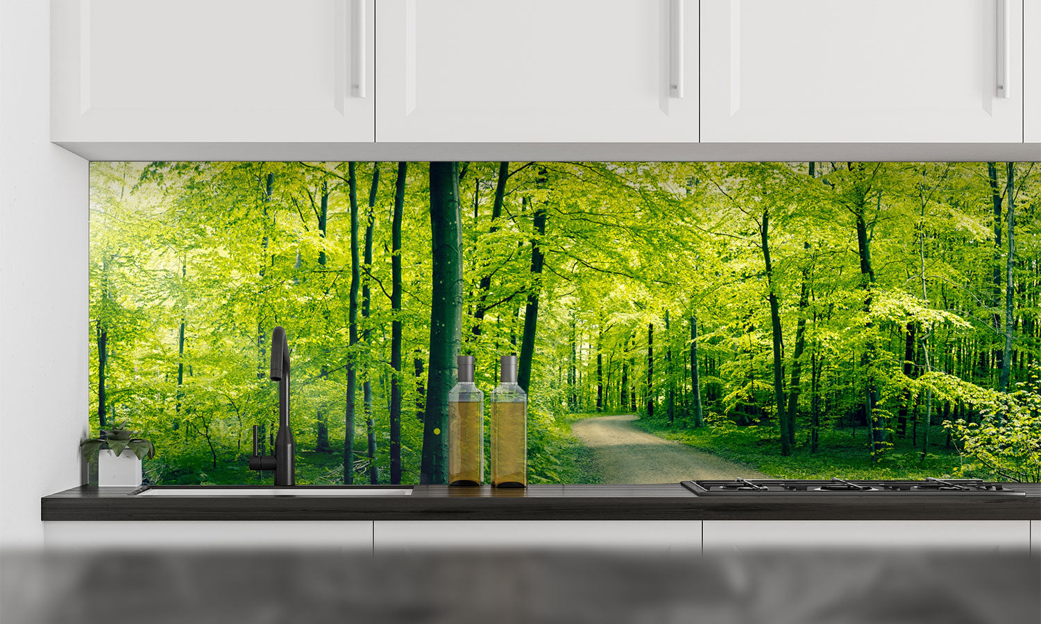 Plošče za kuhinje Green forest - PVC plošče / Pleksi steklo - s tiskom za kuhinjo, Zidne obloge PKU205-Life-decor.si