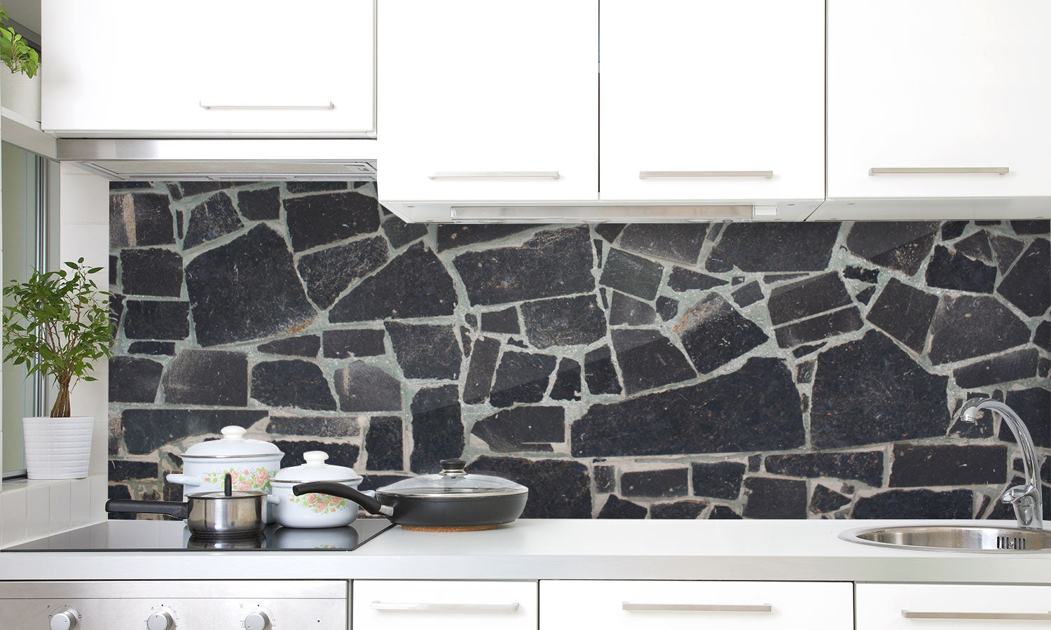 Plošče za kuhinje Grey Granite - PVC plošče / Pleksi steklo - s tiskom za kuhinjo, Zidne obloge PKU110-Life-decor.si