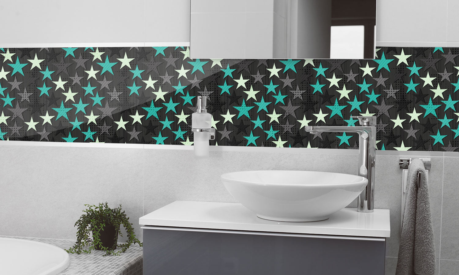 Plošče za kuhinje Grunge star seamless - PVC plošče / Pleksi steklo - s tiskom za kuhinjo, Zidne obloge PKU355-Life-decor.si