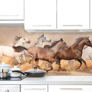 Plošče za kuhinje Horses sand storm - PVC plošče / Pleksi steklo - s tiskom za kuhinjo, Zidne obloge PKU013-Life-decor.si