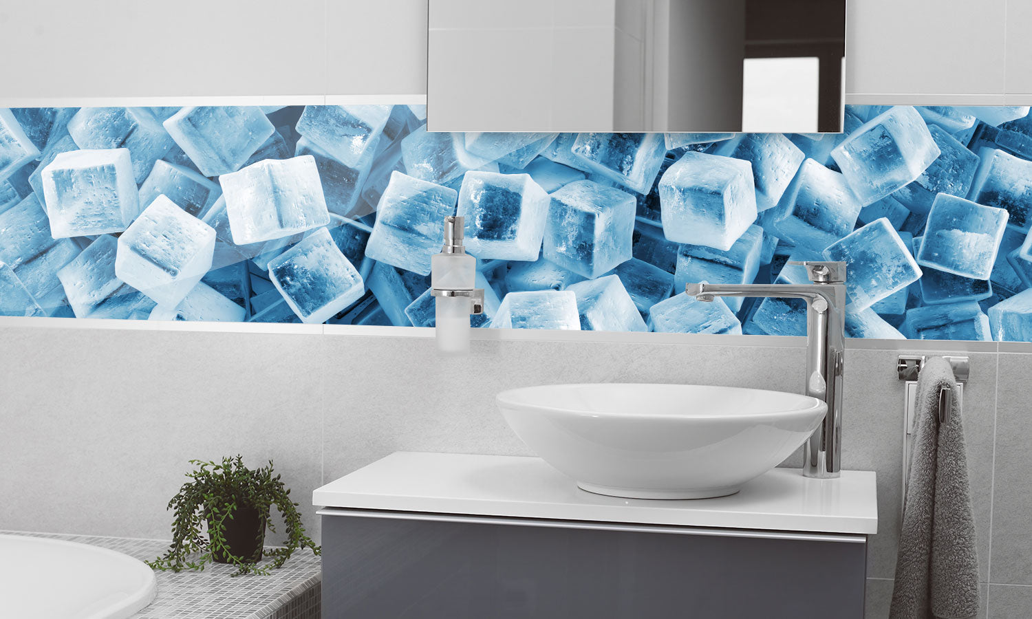 Plošče za kuhinje Ice Cubes - PVC plošče / Pleksi steklo - s tiskom za kuhinjo, Zidne obloge PKU168-Life-decor.si