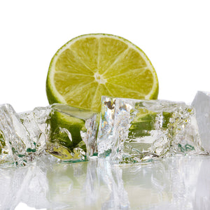 Plošče za kuhinje Ice cubes with lime - PVC plošče / Pleksi steklo - s tiskom za kuhinjo, Zidne obloge PKU166-Life-decor.si