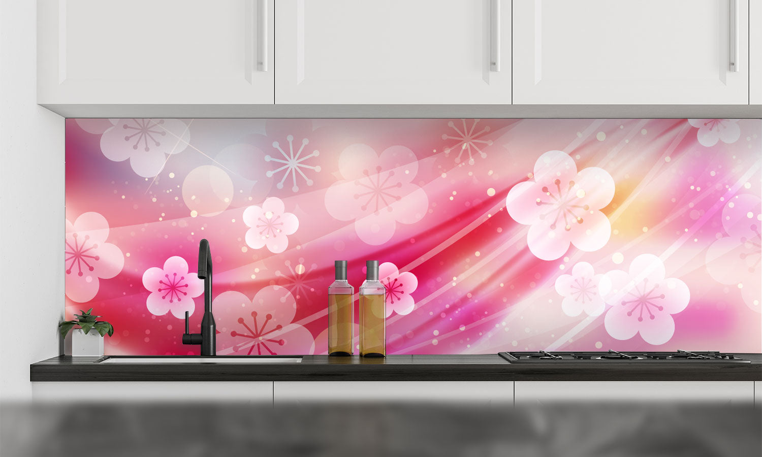 Plošče za kuhinje Japanese apricot flower - PVC plošče / Pleksi steklo - s tiskom za kuhinjo, Zidne obloge PKU154-Life-decor.si