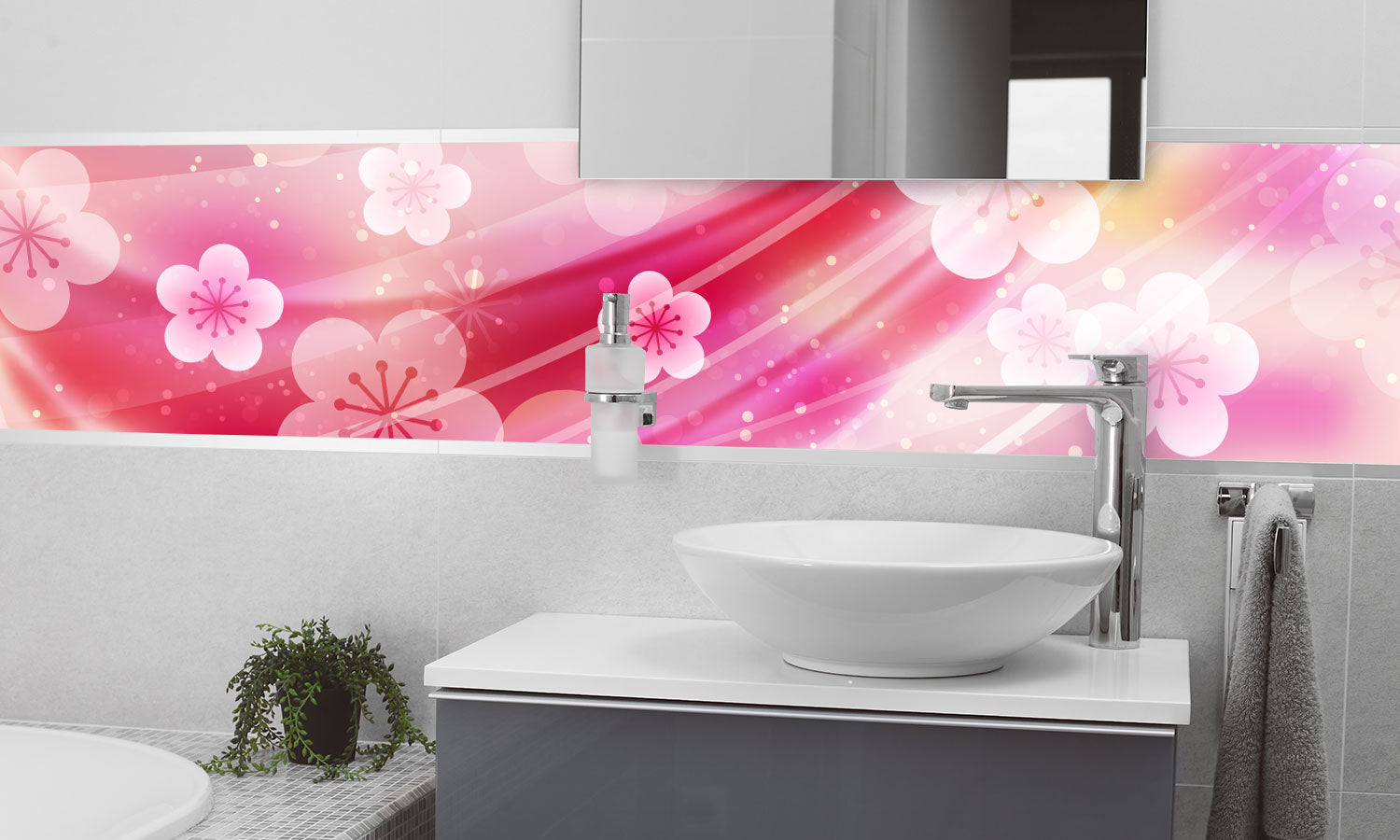 Plošče za kuhinje Japanese apricot flower - PVC plošče / Pleksi steklo - s tiskom za kuhinjo, Zidne obloge PKU154-Life-decor.si