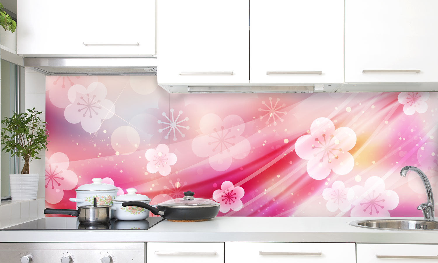 Plošče za kuhinje Japanese apricot flower - PVC plošče / Pleksi steklo - s tiskom za kuhinjo, Zidne obloge PKU154-Life-decor.si