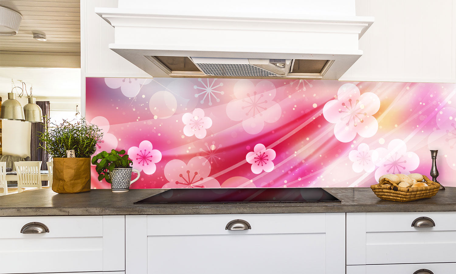 Plošče za kuhinje Japanese apricot flower - PVC plošče / Pleksi steklo - s tiskom za kuhinjo, Zidne obloge PKU154-Life-decor.si