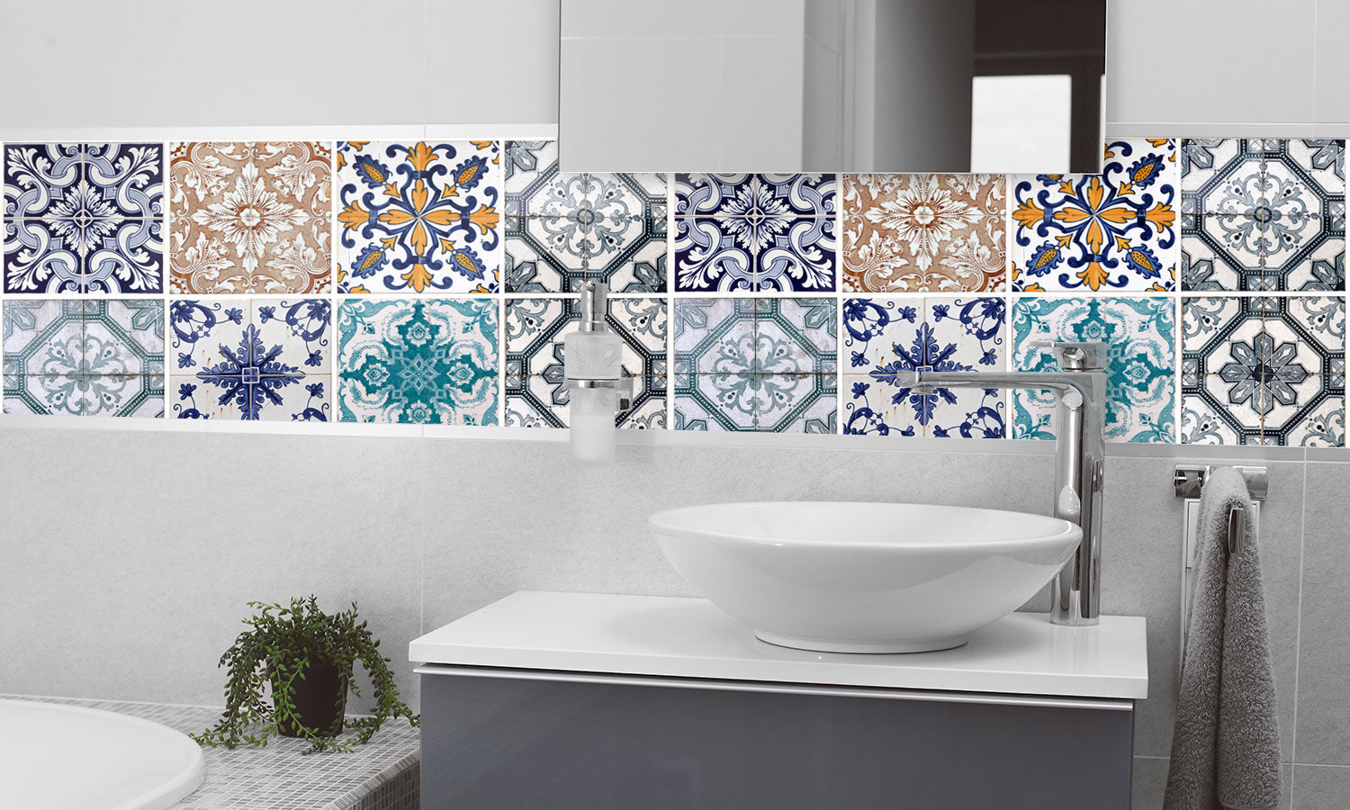 Plošče za kuhinje Lisbon tiles - PVC plošče / Pleksi steklo - s tiskom za kuhinjo, Zidne obloge PKU093-Life-decor.si