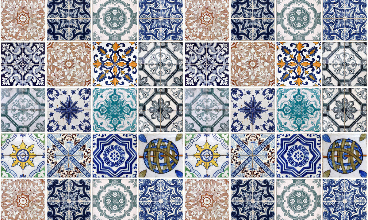 Plošče za kuhinje Lisbon tiles - PVC plošče / Pleksi steklo - s tiskom za kuhinjo, Zidne obloge PKU093-Life-decor.si