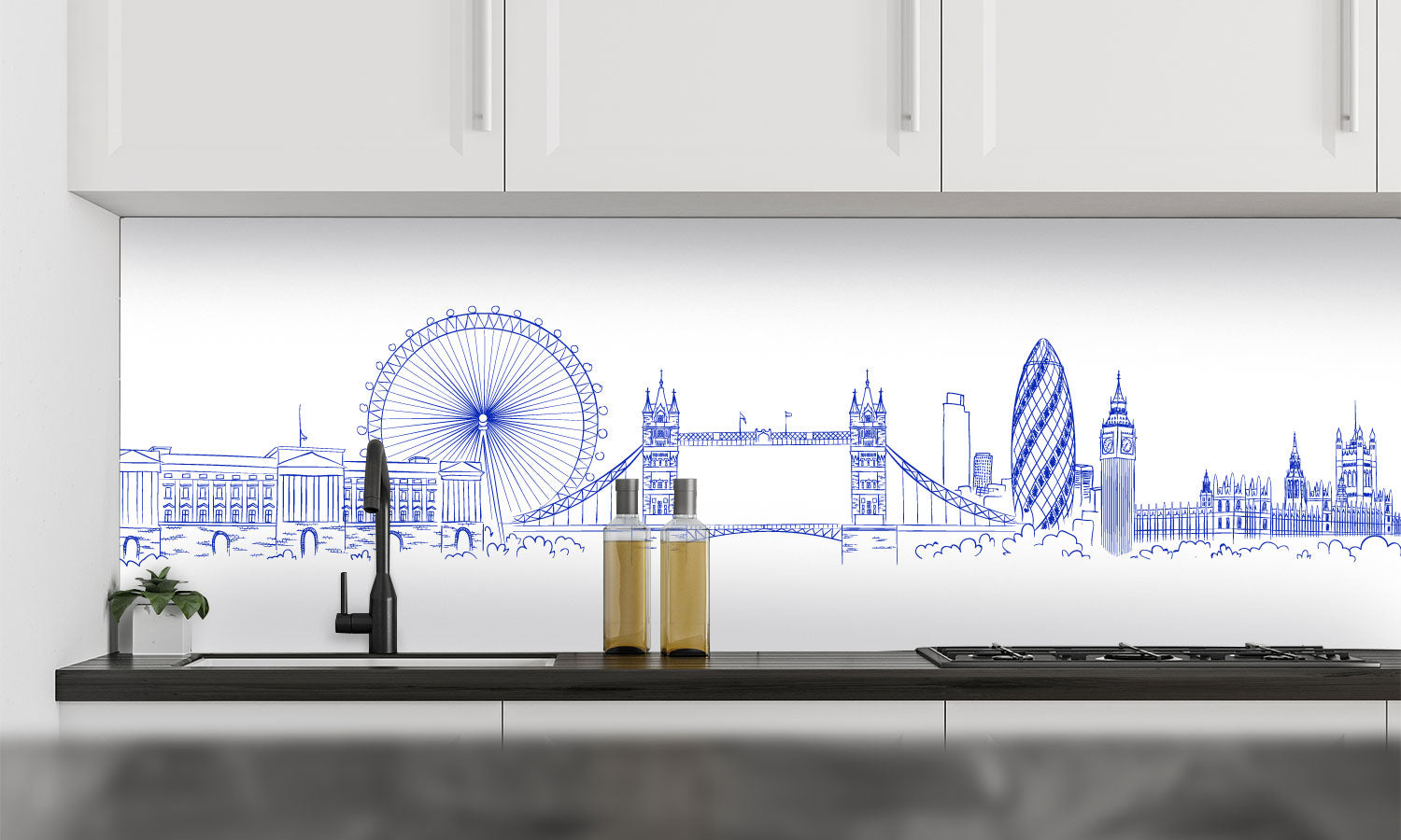 Plošče za kuhinje London - PVC plošče / Pleksi steklo - s tiskom za kuhinjo, Zidne obloge PKU256-Life-decor.si