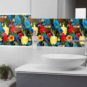 Plošče za kuhinje Macaw and tropical - PVC plošče / Pleksi steklo - s tiskom za kuhinjo, Zidne obloge PKU366-Life-decor.si