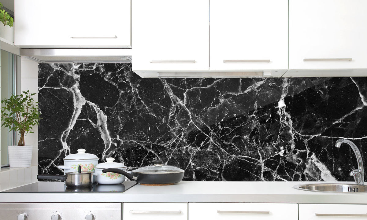 Plošče za kuhinje Marble black white tone - PVC plošče / Pleksi steklo - s tiskom za kuhinjo, Zidne obloge PKU064-Life-decor.si