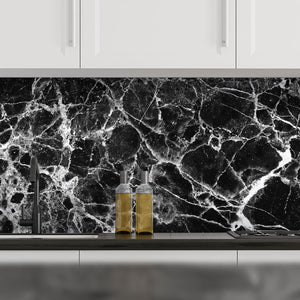 Plošče za kuhinje Marble black white tone - PVC plošče / Pleksi steklo - s tiskom za kuhinjo, Zidne obloge PKU064-Life-decor.si