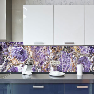 Plošče za kuhinje Marble Purple - PVC plošče / Pleksi steklo - s tiskom za kuhinjo, Zidne obloge PKU062-Life-decor.si