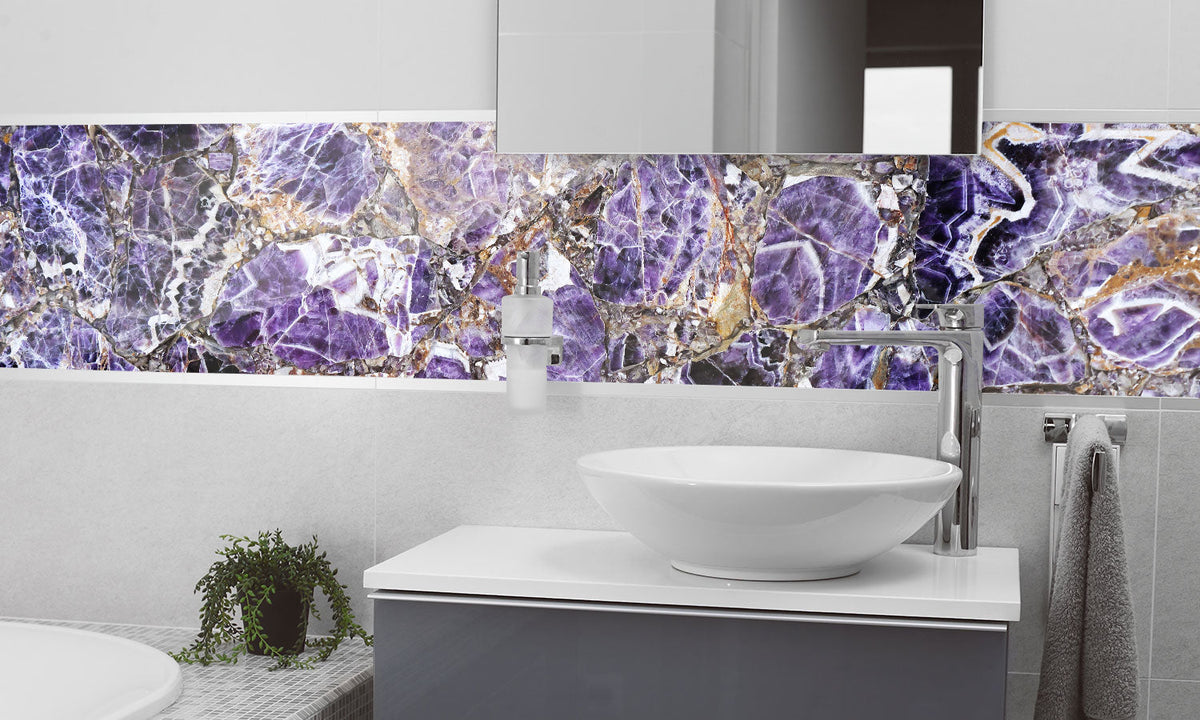 Plošče za kuhinje Marble Purple - PVC plošče / Pleksi steklo - s tiskom za kuhinjo, Zidne obloge PKU062-Life-decor.si