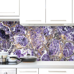 Plošče za kuhinje Marble Purple - PVC plošče / Pleksi steklo - s tiskom za kuhinjo, Zidne obloge PKU062-Life-decor.si