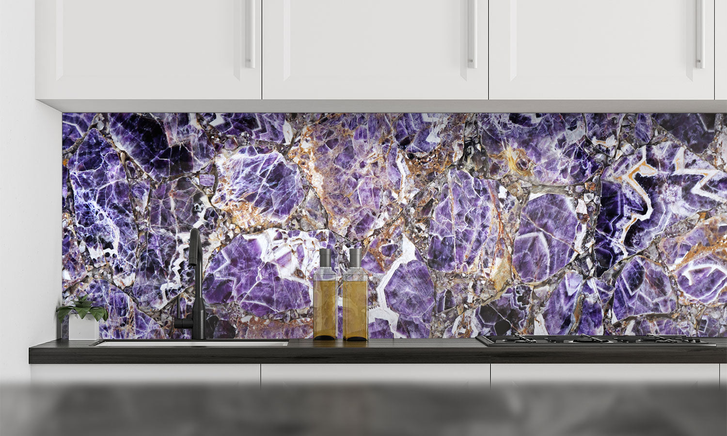 Plošče za kuhinje Marble Purple - PVC plošče / Pleksi steklo - s tiskom za kuhinjo, Zidne obloge PKU062-Life-decor.si