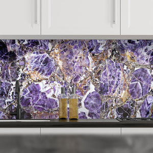 Plošče za kuhinje Marble Purple - PVC plošče / Pleksi steklo - s tiskom za kuhinjo, Zidne obloge PKU062-Life-decor.si