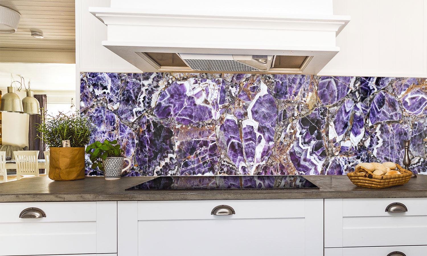 Plošče za kuhinje Marble Purple - PVC plošče / Pleksi steklo - s tiskom za kuhinjo, Zidne obloge PKU062-Life-decor.si