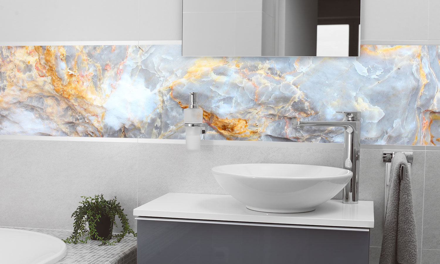 Plošče za kuhinje Marble stone - PVC plošče / Pleksi steklo - s tiskom za kuhinjo, Zidne obloge PKU060-Life-decor.si