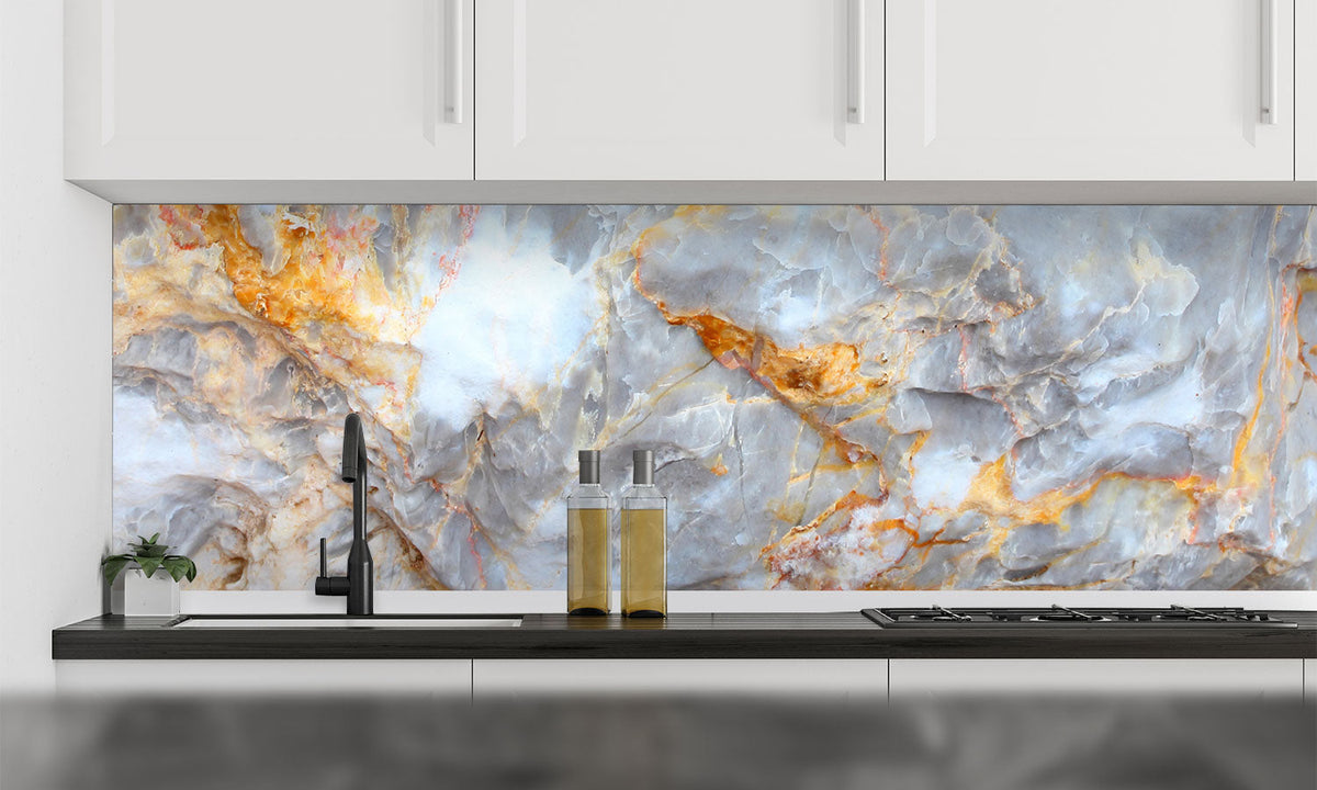 Plošče za kuhinje Marble stone - PVC plošče / Pleksi steklo - s tiskom za kuhinjo, Zidne obloge PKU060-Life-decor.si