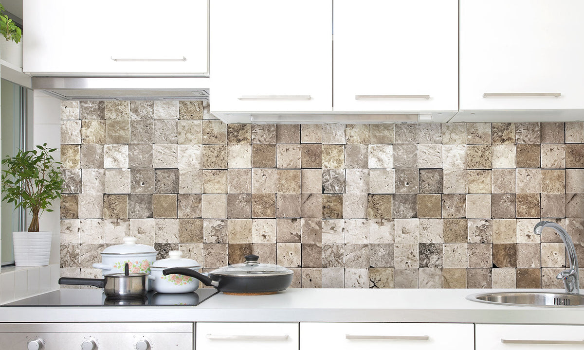 Plošče za kuhinje Marble stone wall - PVC plošče / Pleksi steklo - s tiskom za kuhinjo, Zidne obloge PKU070-Life-decor.si