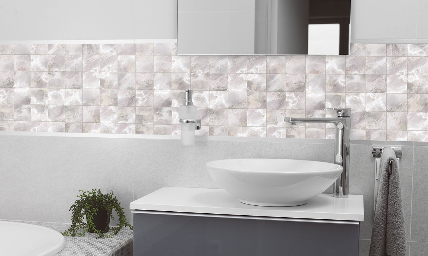 Plošče za kuhinje Marble tiles - PVC plošče / Pleksi steklo - s tiskom za kuhinjo, Zidne obloge PKU098-Life-decor.si