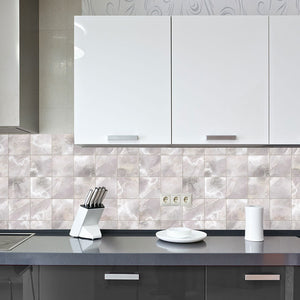 Plošče za kuhinje Marble tiles - PVC plošče / Pleksi steklo - s tiskom za kuhinjo, Zidne obloge PKU098-Life-decor.si