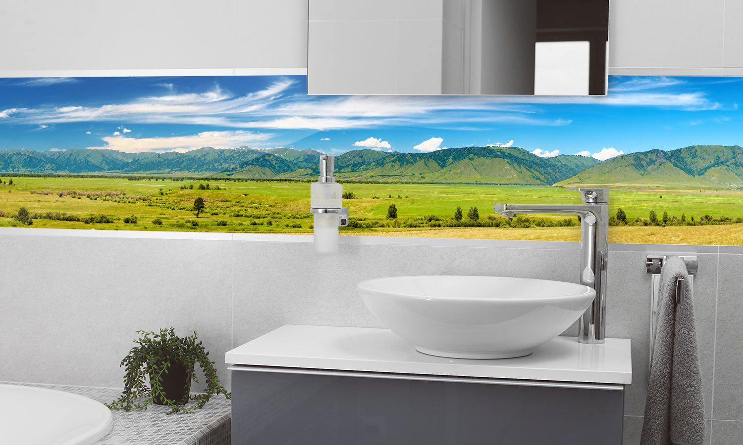 Plošče za kuhinje Mountain panorama - PVC plošče / Pleksi steklo - s tiskom za kuhinjo, Zidne obloge PKU233-Life-decor.si