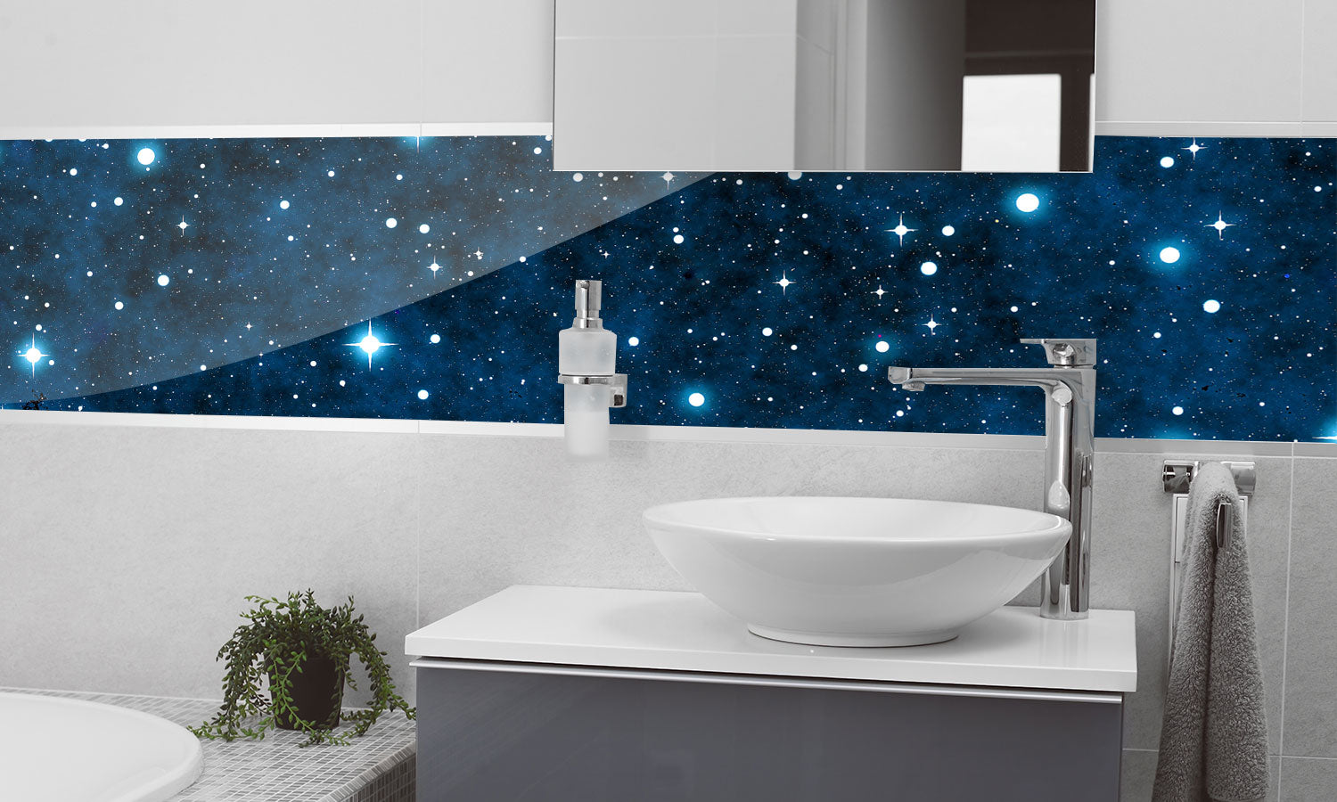 Plošče za kuhinje Night sky with stars - PVC plošče / Pleksi steklo - s tiskom za kuhinjo, Zidne obloge PKU126-Life-decor.si