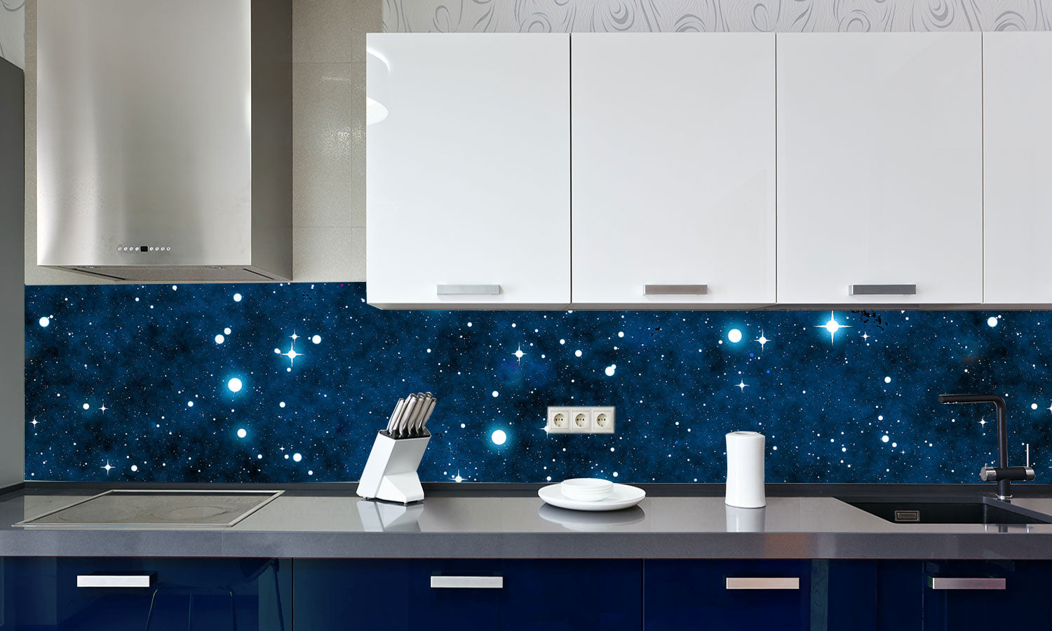 Plošče za kuhinje Night sky with stars - PVC plošče / Pleksi steklo - s tiskom za kuhinjo, Zidne obloge PKU126-Life-decor.si